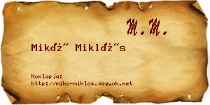 Mikó Miklós névjegykártya